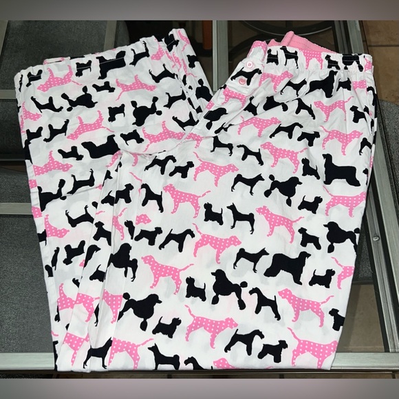VS PINK ~ White w/ Black & Pink Dogs Pajama Pants - Picture 3 of 10